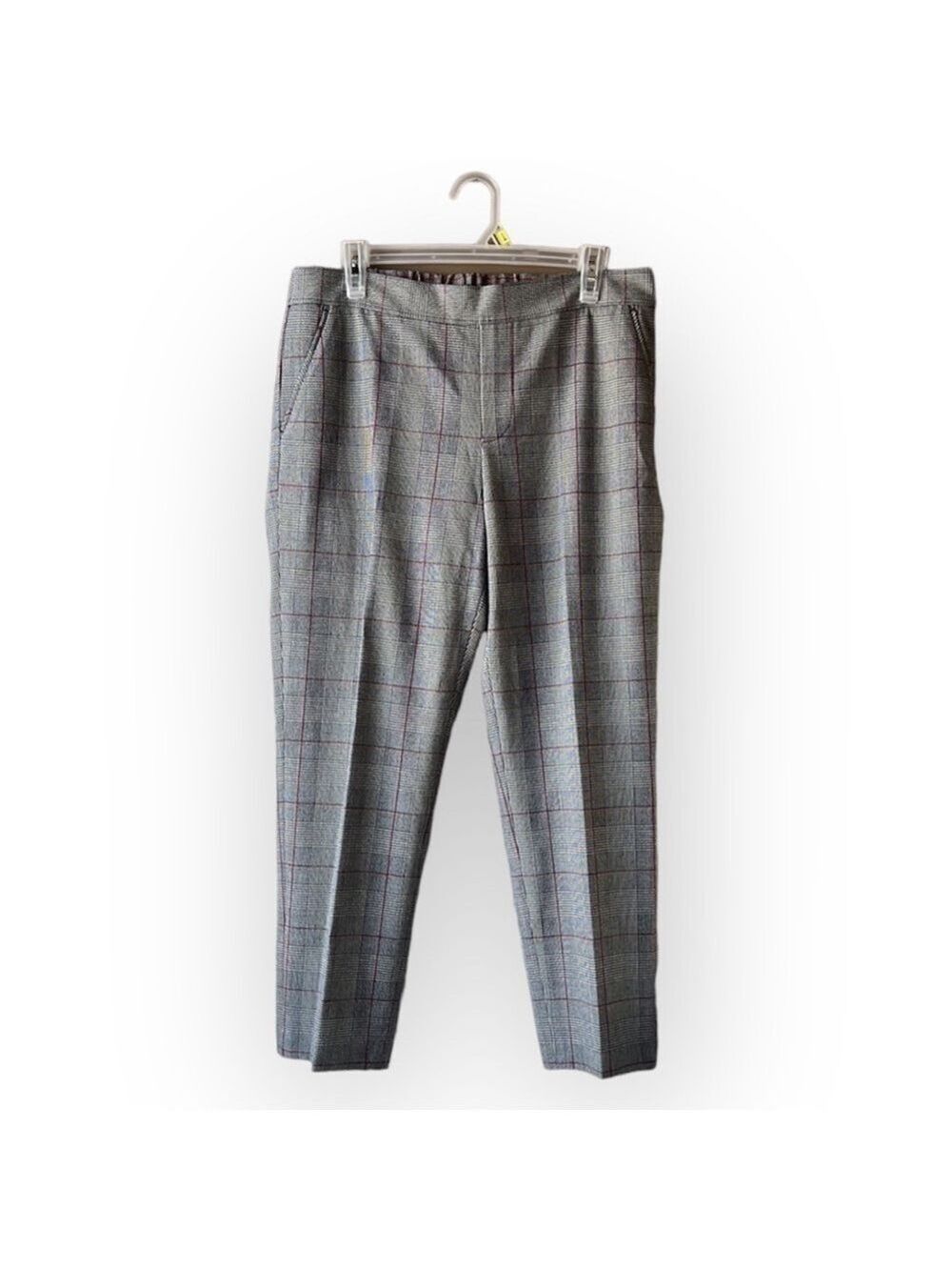 Tommy HILFIGER Grey & Red Plaid Cropped Pull On Pant Size 10